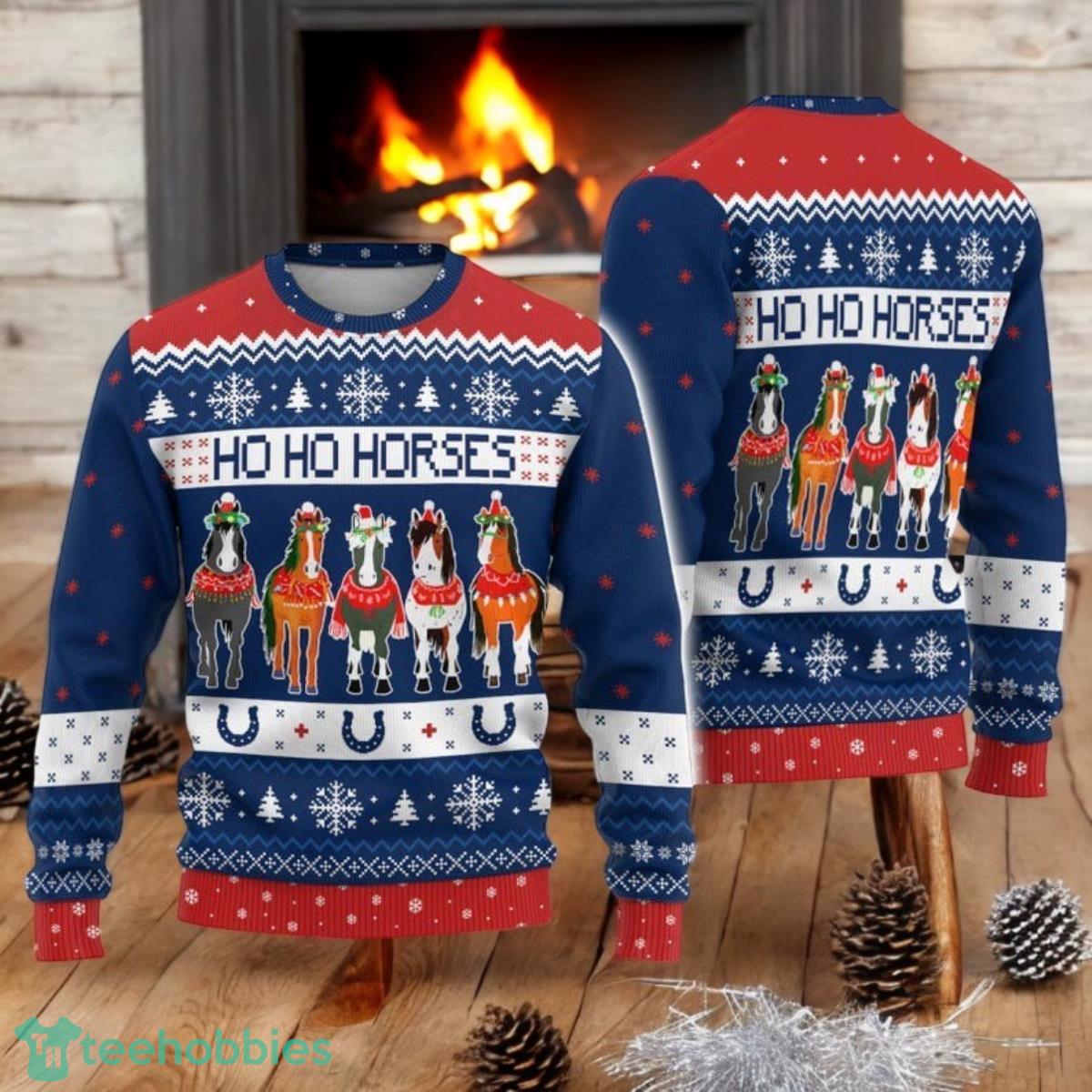 Horses Christmas Ugly Sweater Santa Horses Xmas Sweater Animal Farmer Ugly All Over Print 3D Sweater