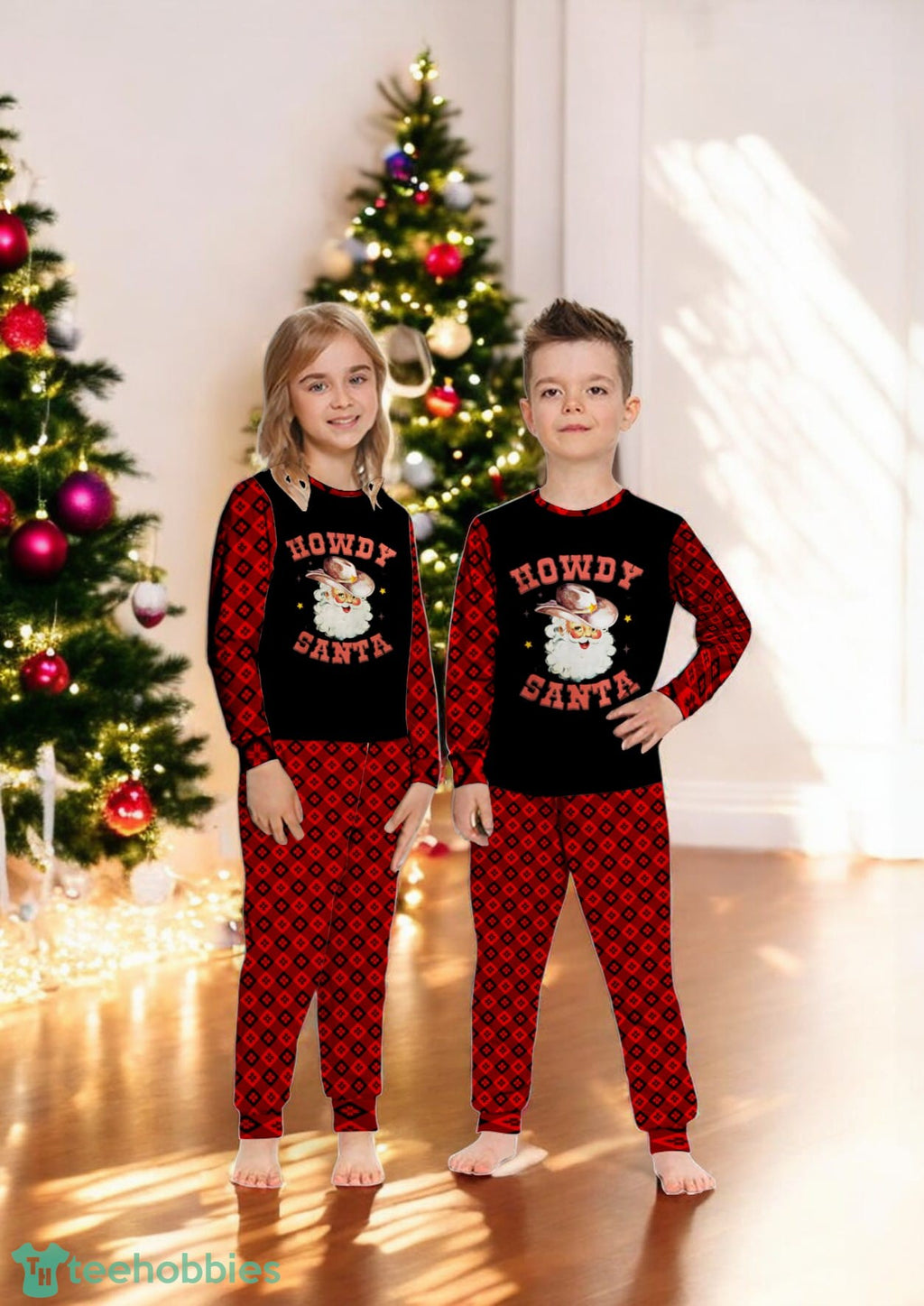 Howdy Santa Christmas Cowboy Family Matching Pajama Set