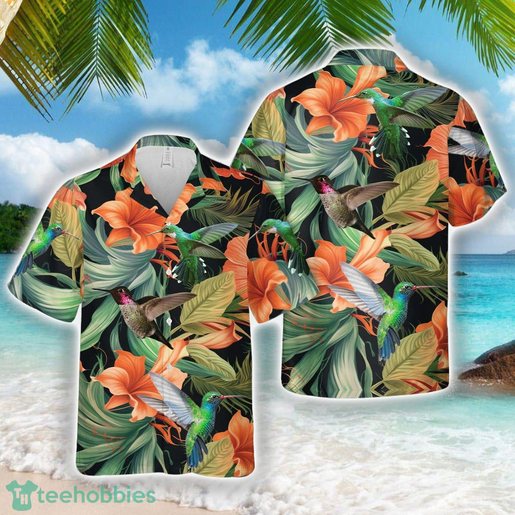 Hummingbirds Trumpet Flower 3D Hawaiian Shirt Beach Shirt