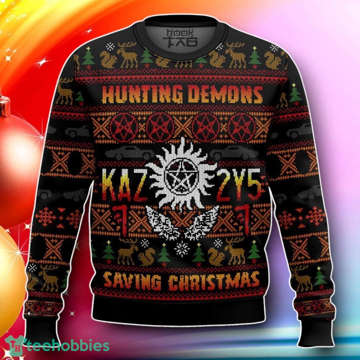 Hunting Demons Saving Christmas Kaz Supernatural Ugly Sweater Gift For Loved Ones