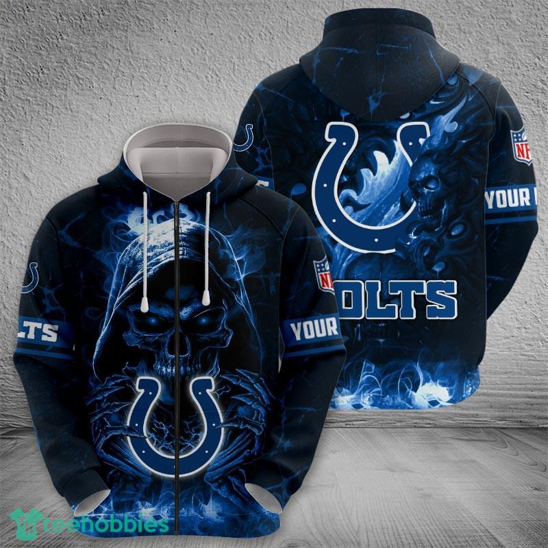 Indianapolis Colts Fire Skull Textile Halloween 3D Hoodie For Men Women