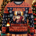 Jesus Weightlifting Ugly Christmas Sweater Funny Fitness Xmas