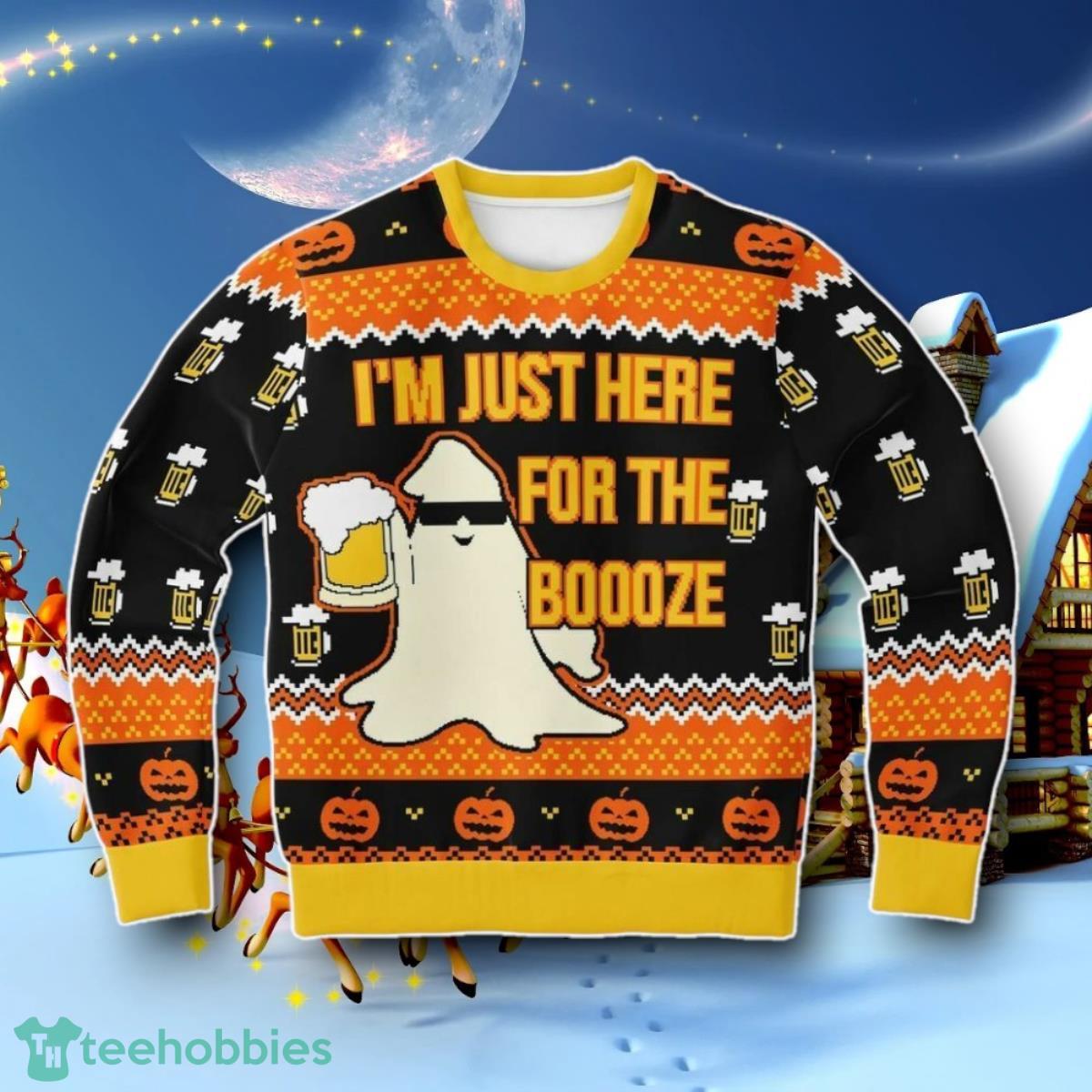 Just Here For The Booze Ugly Christmas 3D Sweater Special Gift Jumper