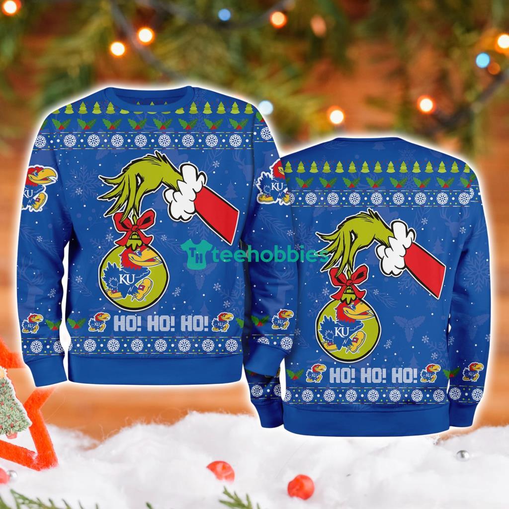 Kansas Jayhawks Ncaa Grinch Hand Ugly Christmas Sweater 3D
