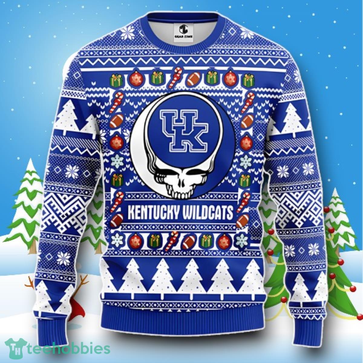 Kentucky Wildcats Grateful Dead Rock Band Ugly Christmas Sweater Style Gift