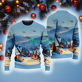 L3harris Oa-1k Sky Warden American Airlines In The Snowy Christmas Sky Ugly Sweater Best Gift