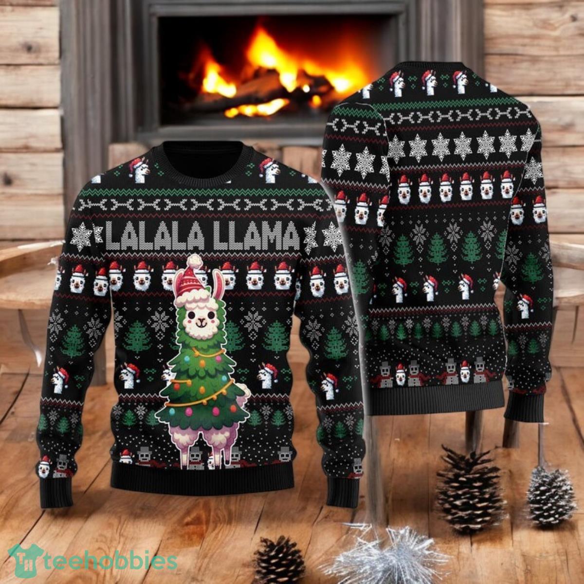 La La La Llama Ugly Christmas Tree Sweater Funny Alpaca Holiday All Over Print 3D Sweater