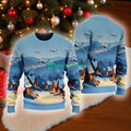 Lockheed C-5 Galaxy American Airlines In The Snowy Christmas Sky Ugly Sweater Best Gift