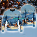 Lockheed Ec-130h Compass Call American Airlines In The Snowy Christmas Sky Ugly Sweater Best Gift