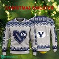 Logo Pattern Heart Football BYU Cougars Christmas 3D Sweater For Men Women
