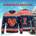 Logo Pattern Heart Football Illinois Fighting Illini Christmas Sweater For Men Women