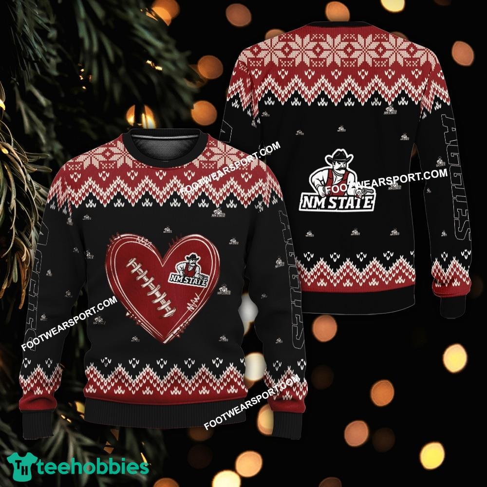 Logo Pattern Heart Football New Mexico State Aggies Xmas Sweater Gift Holidays