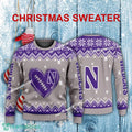Logo Pattern Heart Football Northwestern Wildcats Christmas Sweater AOP For Men Women