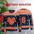 Logo Pattern Heart Football Syracuse Orange Xmas Sweater AOP Gift For Adult