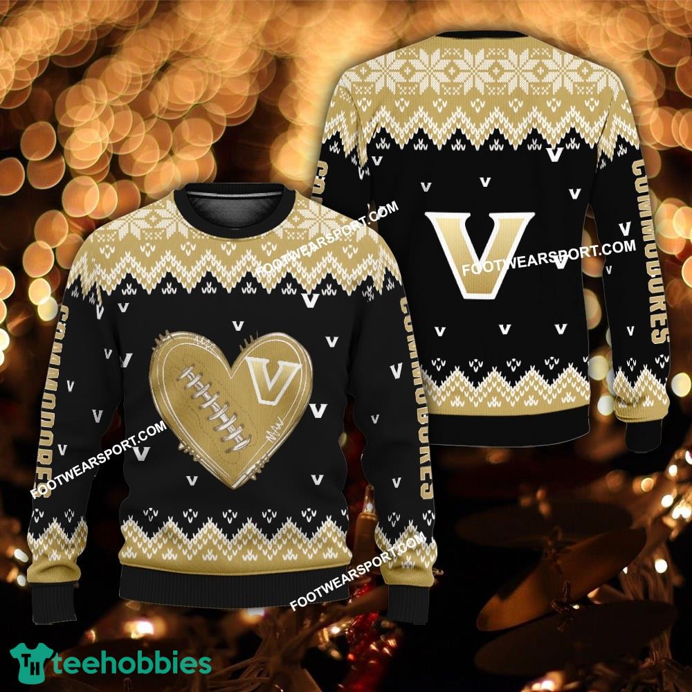 Logo Pattern Heart Football Vanderbilt Commodores Xmas Sweater For Men Women