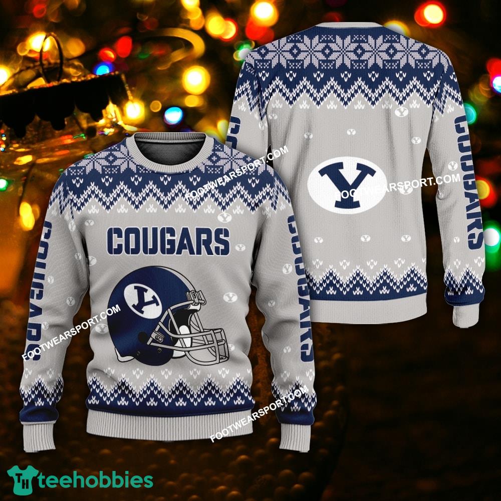 Logo Pattern Helmet BYU Cougars Christmas Sweater Gift For Adult