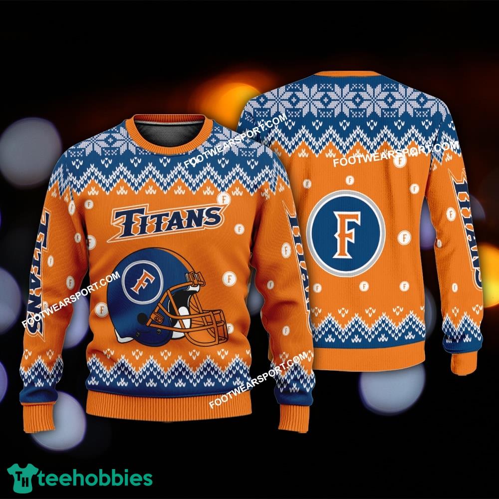 Logo Pattern Helmet Cal State Fullerton Titans Xmas 3D Sweater Gift Holidays