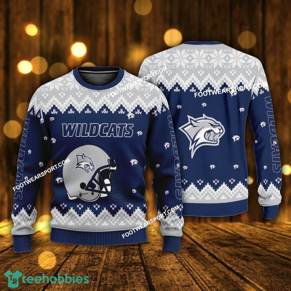 Logo Pattern Helmet New Hampshire Wildcats Christmas Sweater AOP Gift Holidays