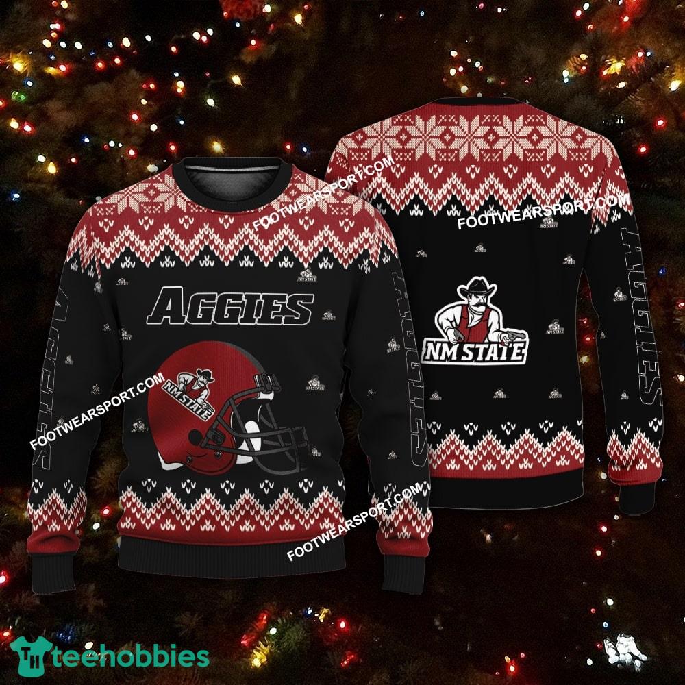 Logo Pattern Helmet New Mexico State Aggies Christmas Sweater For Men Women