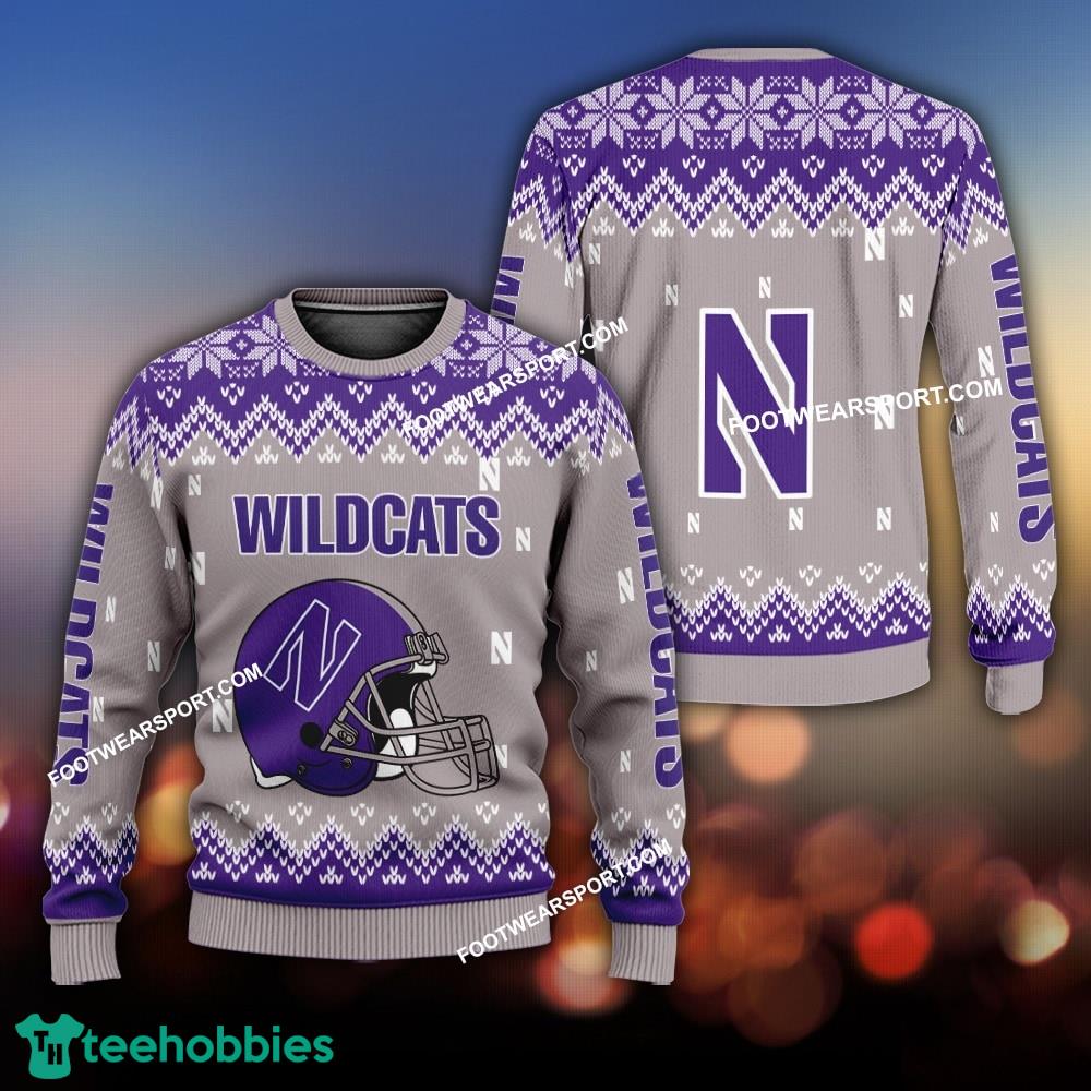 Logo Pattern Helmet Northwestern Wildcats Christmas 3D Sweater Gift Holidays