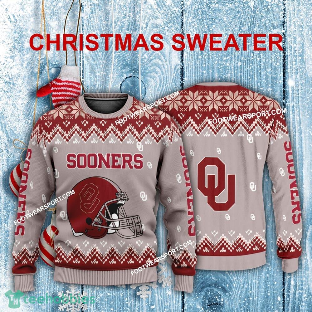 Logo Pattern Helmet Oklahoma Sooners Xmas Sweater AOP For Men Women