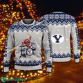Logo Pattern Muppets Play Drums BYU Cougars Christmas Sweater For Men Women