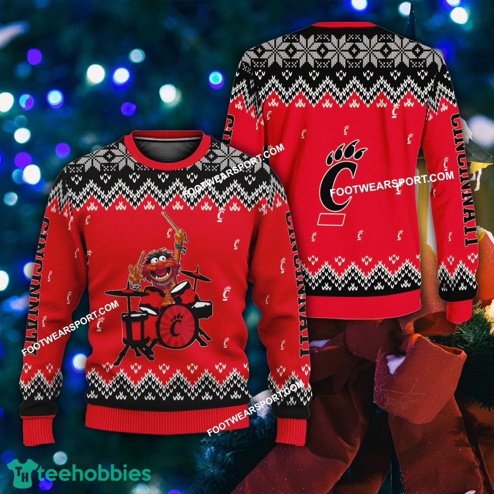 Logo Pattern Muppets Play Drums Cincinnati Bearcats Christmas Sweater AOP Gift Holidays