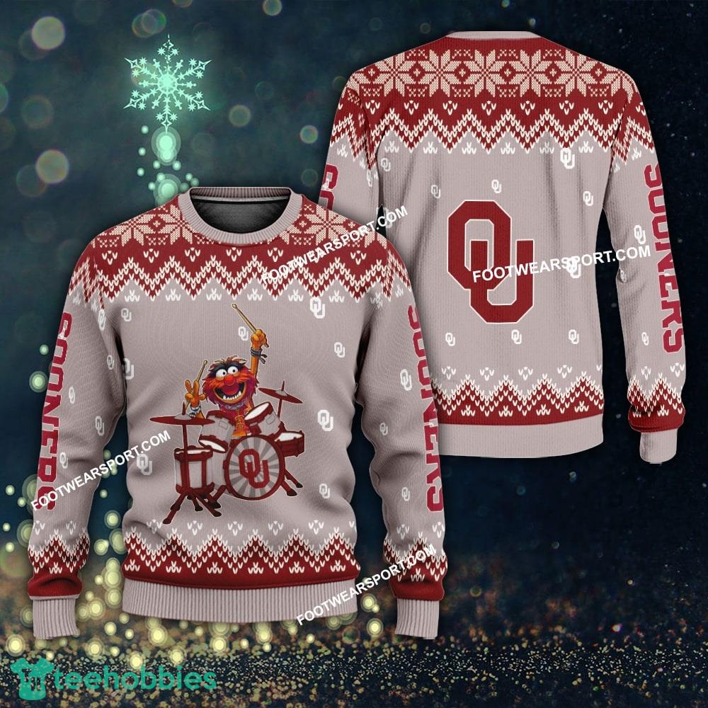 Logo Pattern Muppets Play Drums Oklahoma Sooners Christmas 3D Sweater Gift For Adult