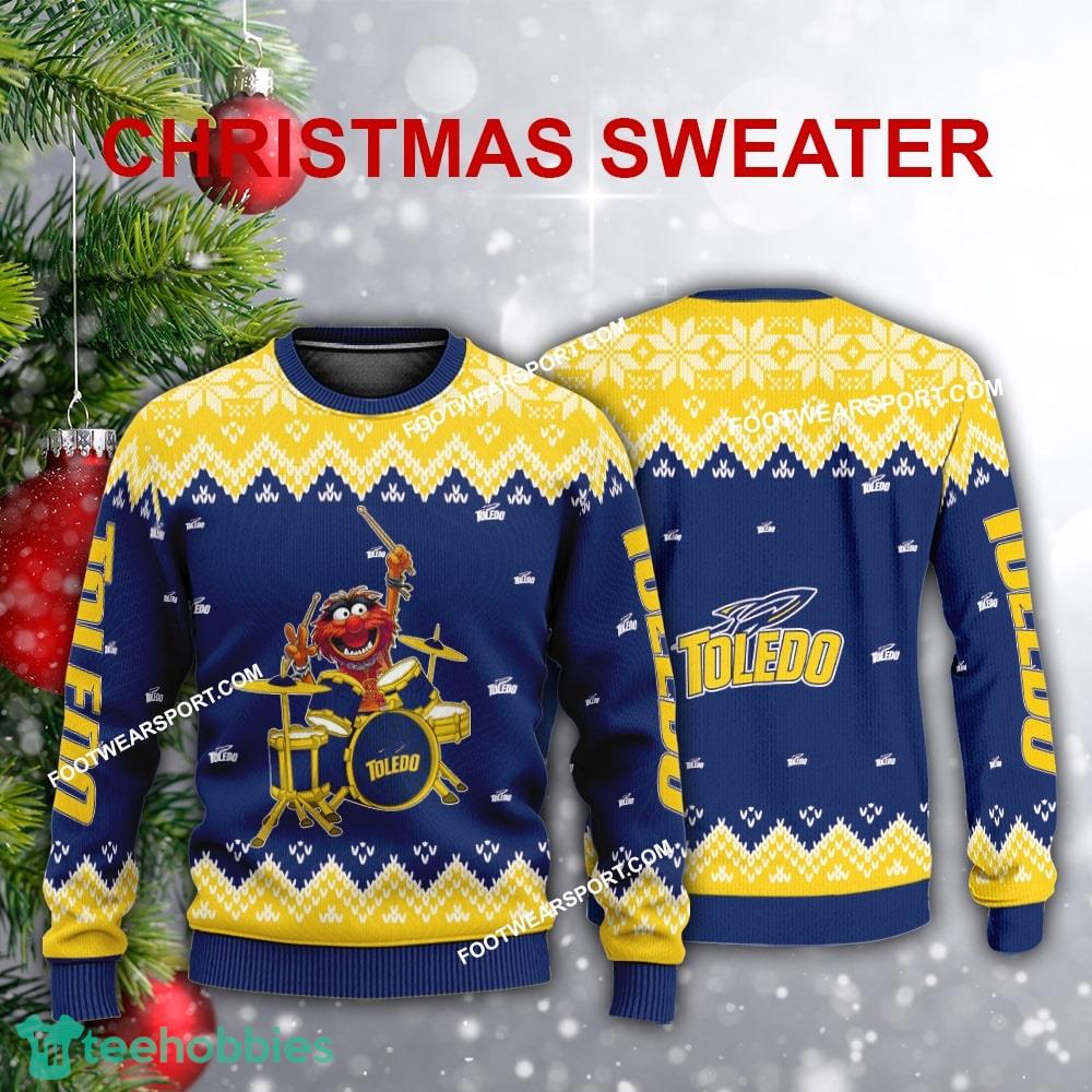 Logo Pattern Muppets Play Drums Toledo Rockets Christmas Sweater AOP For Men Women