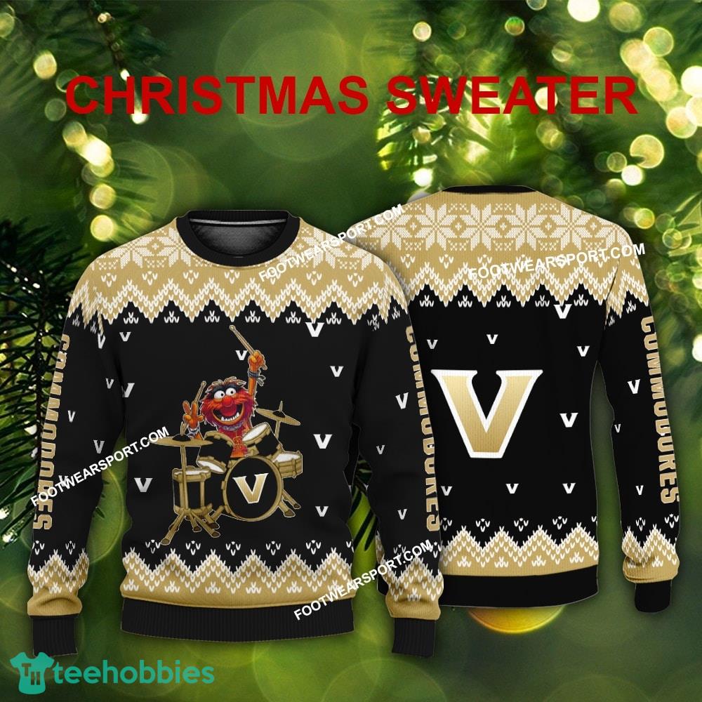 Logo Pattern Muppets Play Drums Vanderbilt Commodores Christmas 3D Sweater Gift Holidays
