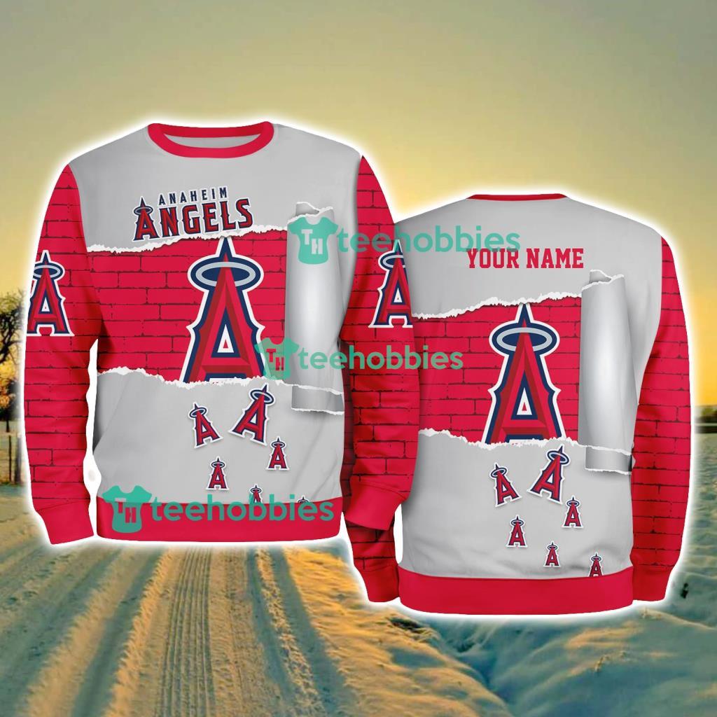 Los Angeles Angels MLB Sporty Color Custom Name Christmas Ugly Sweater Gift For Fans