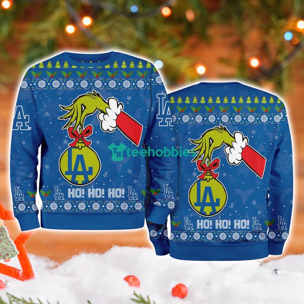 Los Angeles Dodgers Mlb Grinch Hand Ugly Christmas Sweater 3D