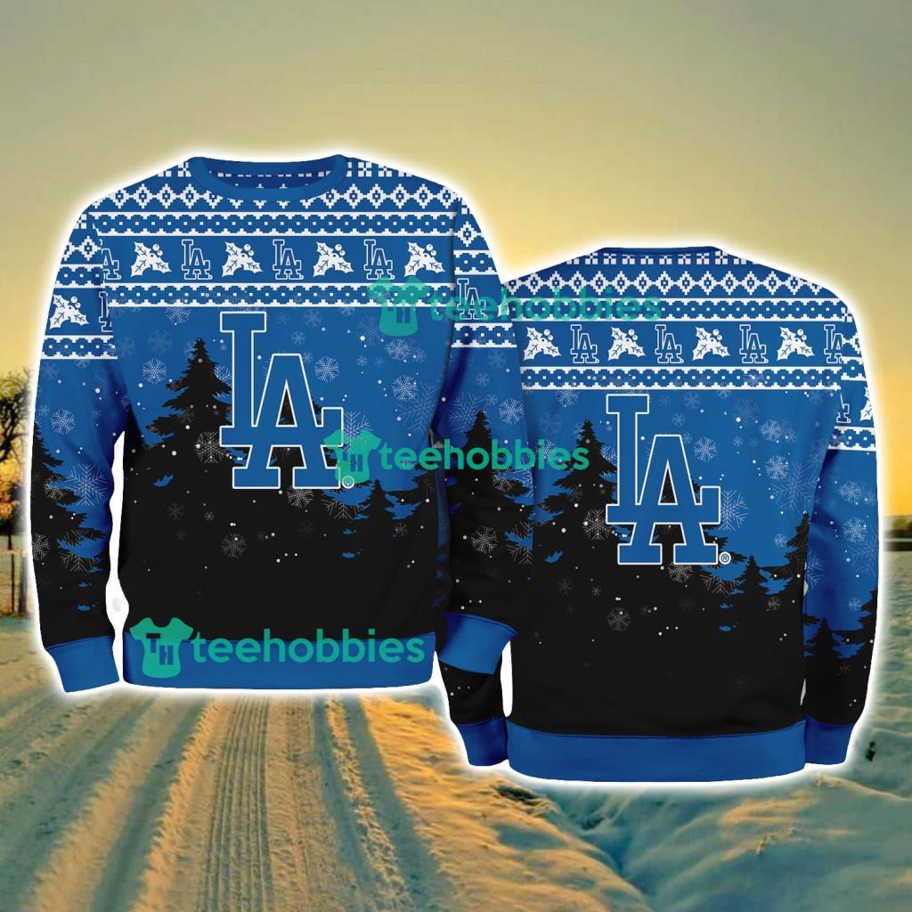 Los Angeles Dodgers MLB Knitting Pattern Christmas Tree Pine Happy Ugly Sweater Merry Chistmas