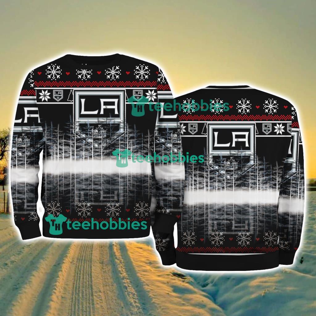 Los Angeles Kings Logo Brand Pine Tree Christmas Pattern Christmas Ugly Sweater