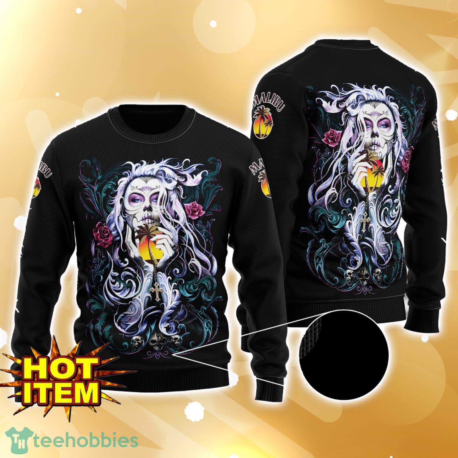 Malibu Rum Tattoo Girl 3D Ugly Christmas Sweater For Men And Women