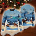 Md530ff Helicopter American Airlines In The Snowy Christmas Sky Ugly Sweater Best Gift