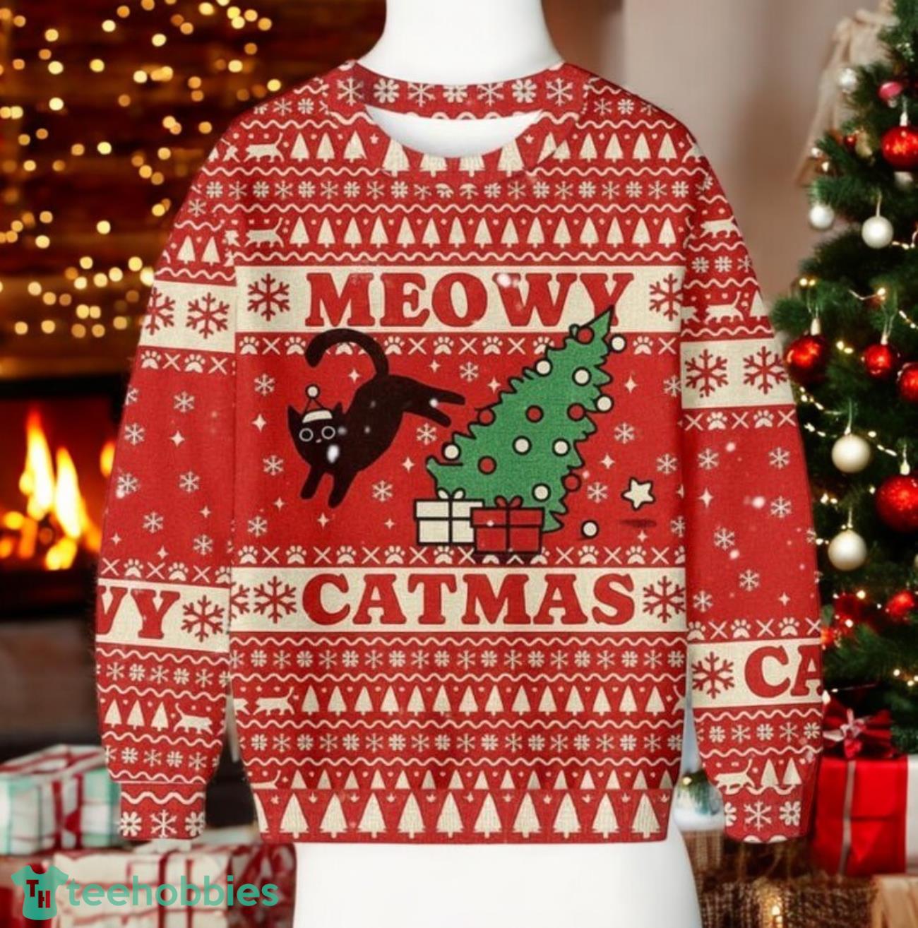 Meowy Catmas Ugly Sweater Cat Christmas Ugly Sweater