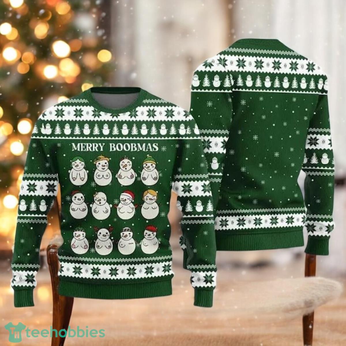 Merry Boobmas Snowman Ugly Christmas Sweater