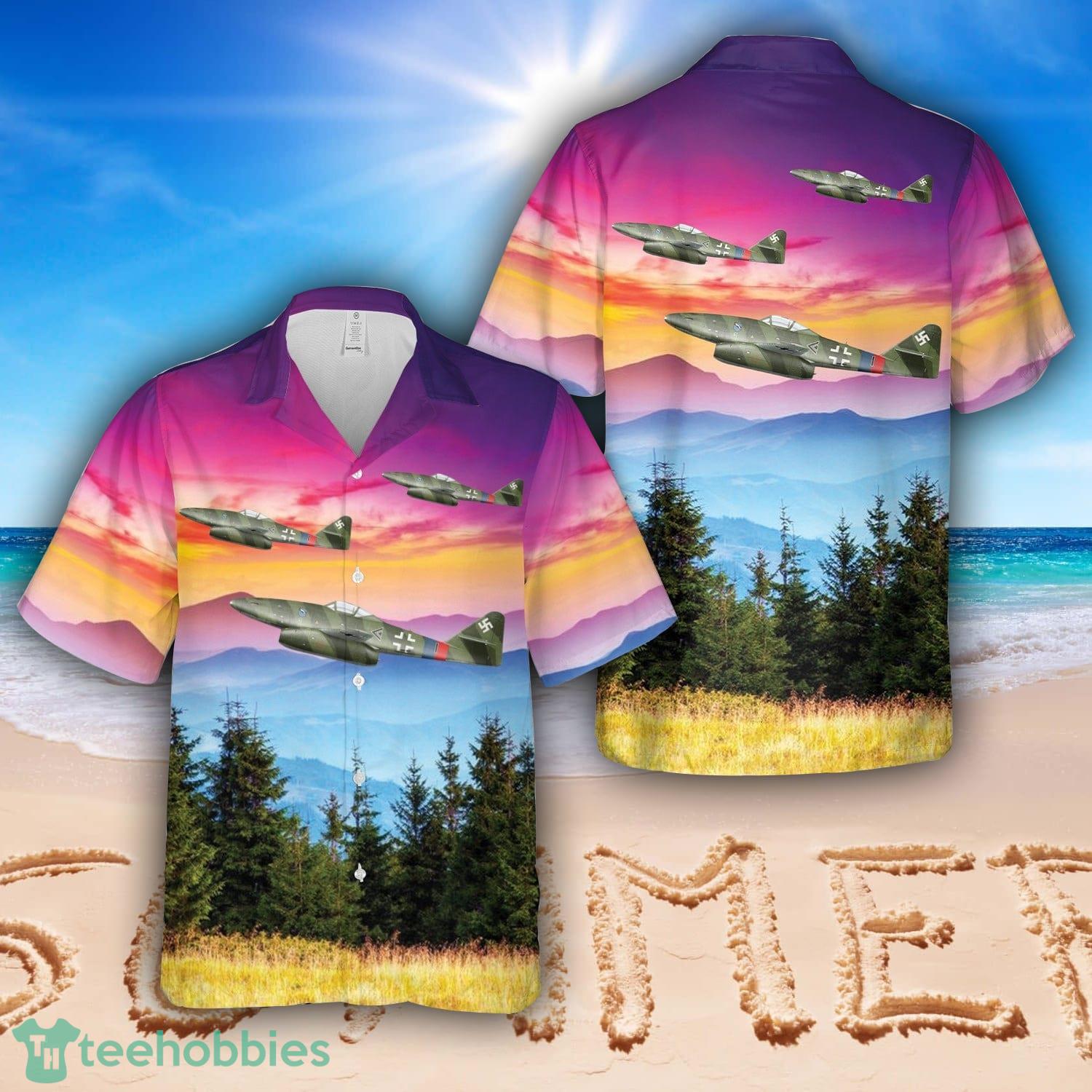Messerschmitt Me 262A-1a ‘Schwalbe’, – Major Rudolf ‘Rudi’ Sinner, Stab III.JG 7, Brandenburg-Briest, Germany, March 7, 1945 Hawaiian Shirt Beach Summer Shirt