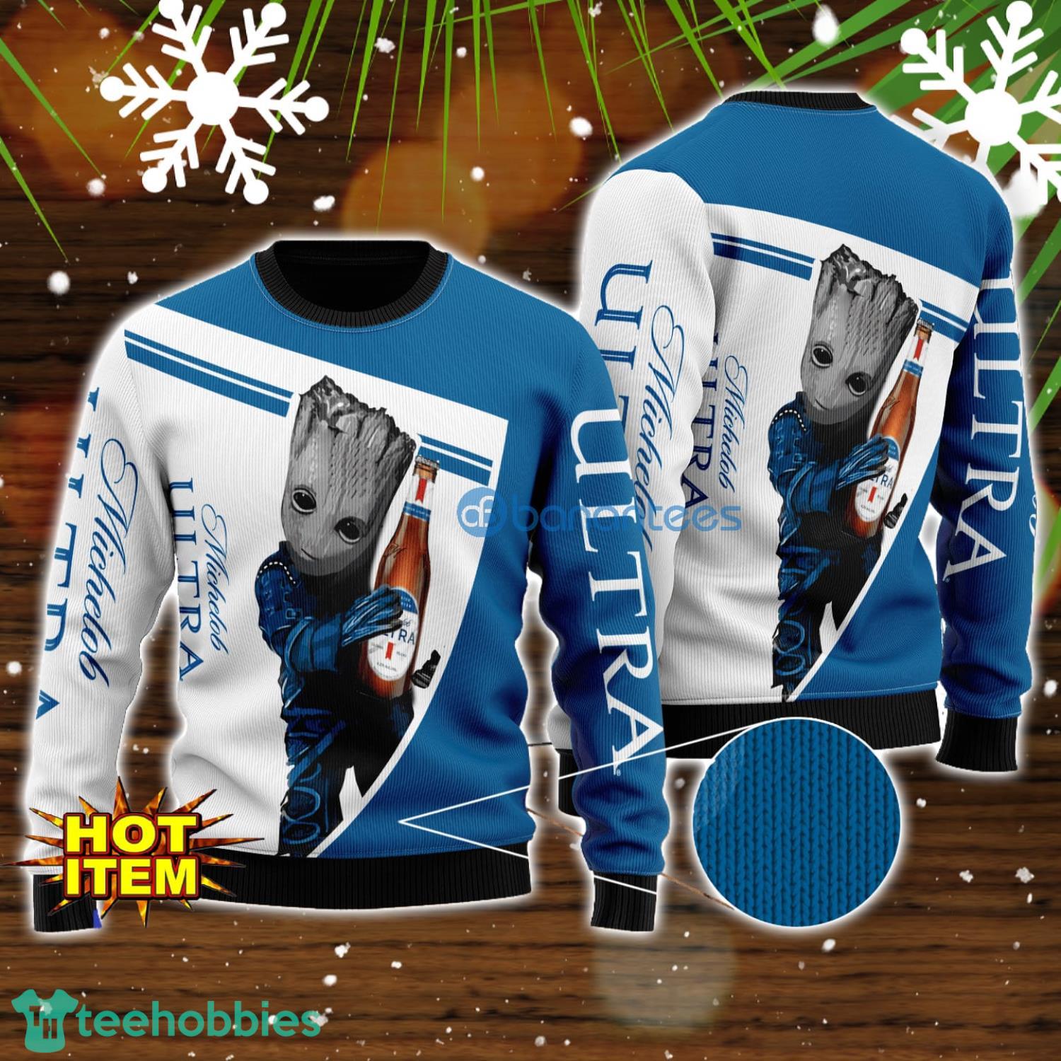 Michelob Ultra And Baby Groot 3D Ugly Christmas Sweater For Men And Women Christmas Gift