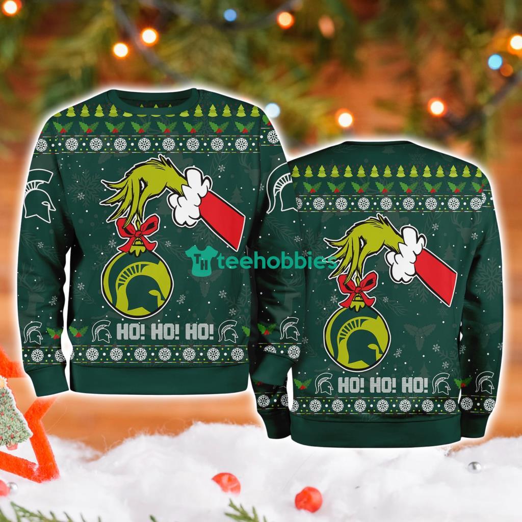 Michigan State Ncaa Grinch Hand Ugly Christmas Sweater 3D