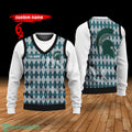 Michigan State Spartans Custom Name New Style Sweater Ghile Style 3D Print Christmas Sweater