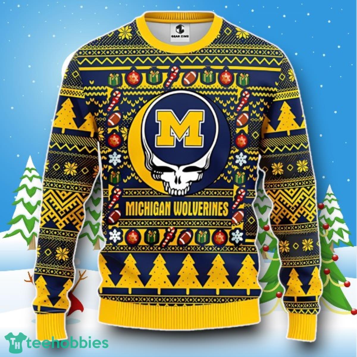 Michigan Wolverines Grateful Dead Rock Band Ugly Christmas Sweater Style Gift