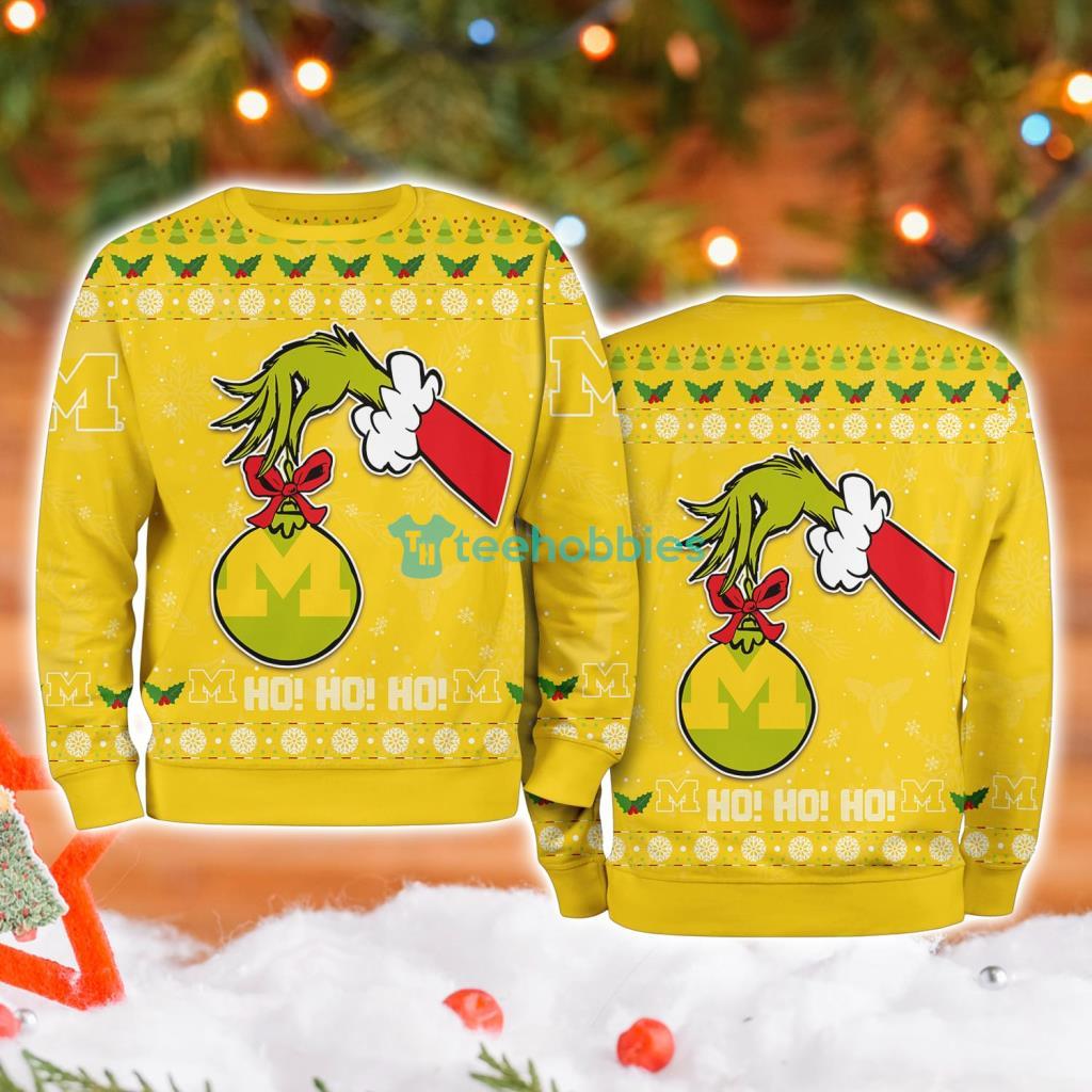 Michigan Wolverines Ncaa Grinch Hand Ugly Christmas Sweater 3D