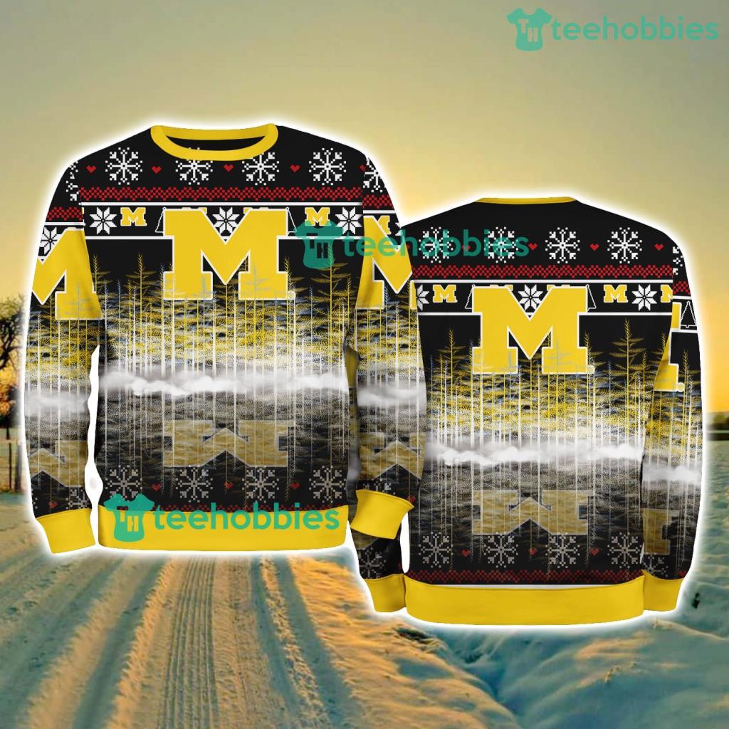 Michigan Wolverines NCAA Pine Christmas Ugly Sweater New Style Best Gift For Fans