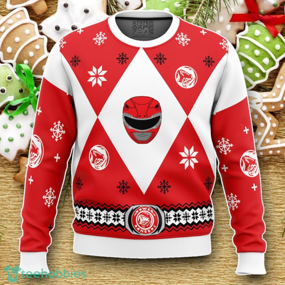 Mighty Morphin Power Rangers Red Ugly Christmas Sweater Luxurious Gift For Loved Ones