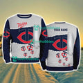 Minnesota Twins MLB Sporty Color Custom Name Christmas Ugly Sweater Gift For Fans