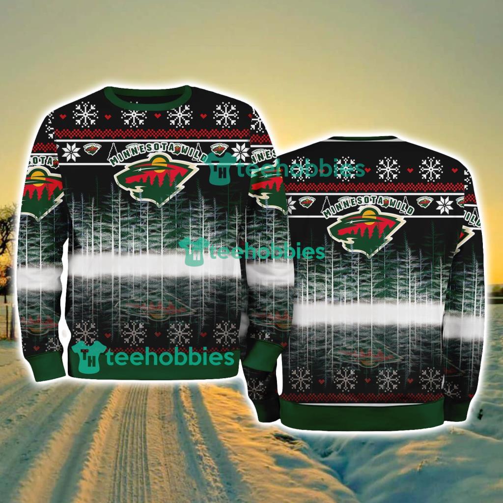 Minnesota Wild Logo Brand Pine Tree Christmas Pattern Christmas Ugly Sweater