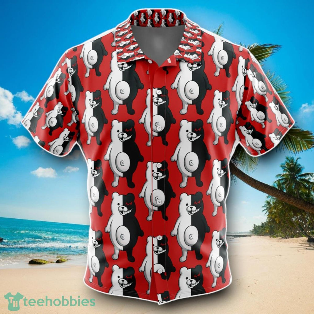 Monokuma Danganronpa Men’s Short Sleeve Button Up Hawaiian Shirt Impressive Gift