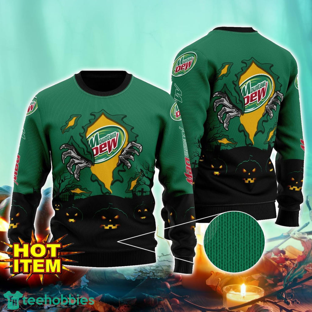 Mountain Dew Scary Night Halloween Hand Pull Out Halloween 3D Sweater For Men and Women